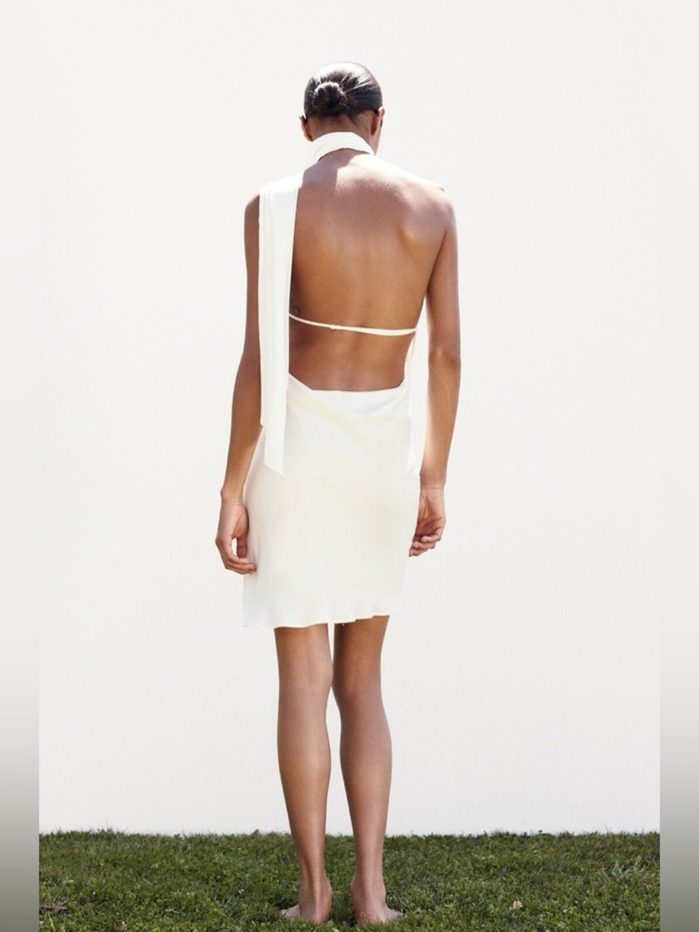 Zara Tie-Neck Flower Mini Dress - Picture 2 of 5